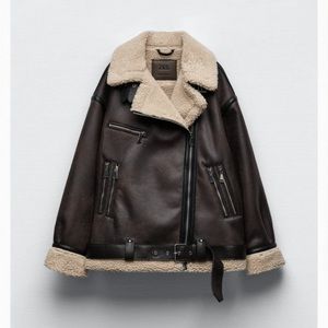 Zara doubled faced aviator sherpa jacket. XS